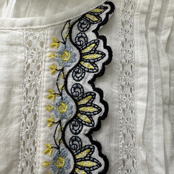 NWT Zara Womens Boho Blouse Crochet Knit Sleeve Size XS Embroidered - Picture 6 of 7